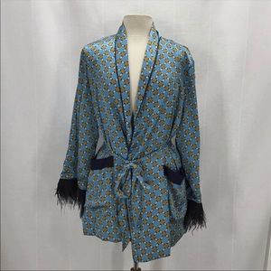 Zara Flowing blazer feather Retro Boho Kimono